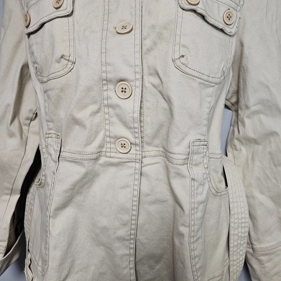 NEW WITH TAGS, Women's Lane Crawford khaki button up with a tie around belt jack - Picture 9 of 16